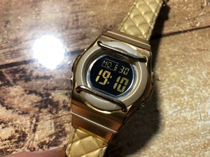 良品程度 CASIO カシオ Baby-G G-ms デジタル 3058 MSG-160GL 金色 ゴールド キルティング ボーイズ レディース ユニセックス 腕時計