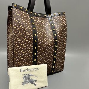 1円 BURBERRY バーバリー TBモノグラム ハンドバッグ トートバッグ レザー スタッズ大容量 メンズ レディース ユニセックス 正規品本物