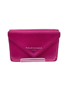 BALENCIAGA◆PAPER TINY/2つ折り財布/レザー/PNK/無地/レディース/391446