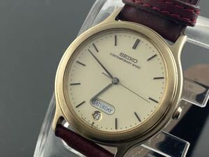 [M008]1円～☆メンズ腕時計 クォーツ セイコーSEIKO コンテンポラリーベーシック 5H23-6000 動作品