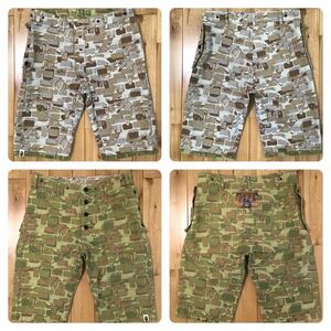 ★リバーシブル★ BAPE camo ハーフパンツ Sサイズ a bathing ape reversible shorts エイプ ベイプ アベイシングエイプ 迷彩 ショーツ 58d