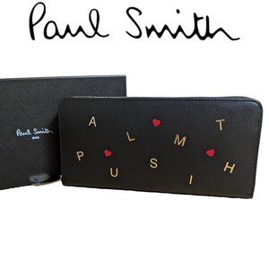 新品 ポールスミス Paul Smith 長財布 ラウンドファスナー PSレターズ ウォレット ブラック レディース 女性 婦人 本革 KPW024