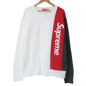 シュプリーム SUPREME panelled crewneck トレーナー スウェット 裏起毛 長袖 パネル ロゴ L 白 赤 緑 IBO58 X メンズ