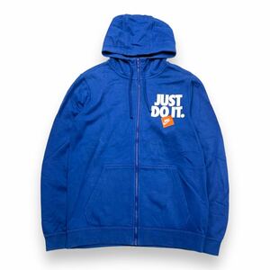 NIKE ナイキ ジップアップパーカー スウェット パーカー フーディー JUST DO IT ロゴプリント コットン スポーツウェア ブルー M