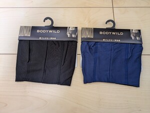 (2枚セット) M AIRZ ボクサーパンツ 無地 黒 ネイビーブルー Mサイズ BODY WILD ボディワイルド グンゼ GUNZE 前とじ エアーズ 　2