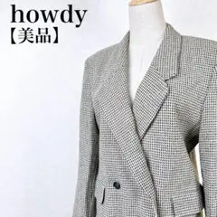 【美品】howdy ハウディ　カシミヤウール混千鳥格子ダブルジャケット　Ⅿ