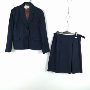 1円 ブレザー スカート 上下2点セット 175 大きいサイズ 特大 冬物 女子 学生服 中学 高校 紺 制服 中古 ランクC EY0154