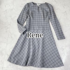 Rene ワンピース 格子 チェック グレー 大人綺麗め 上品 美シルエット