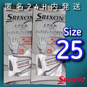 スリクソン 25cm 白 2枚セット ゴルフグローブ ダンロップ SRIXON ホワイト GGG-S003