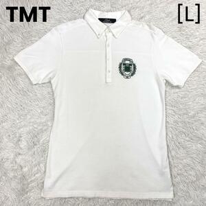 TMT コットン 半袖 ポロシャツ[L] ホワイト 胸ロゴ