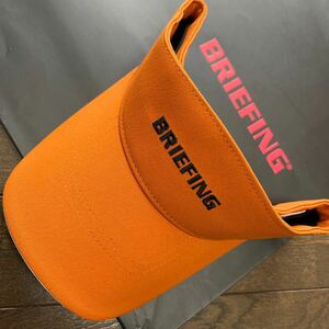 送料無料BRIEFING GOLFブリーフィングサンバイザーBG星条旗モチーフBGロゴ刺繍汗止めライナー速乾ベルクロ調節unisex希少Orange新品