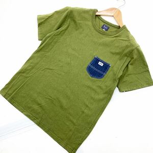 Lee ★ デニム 胸ポケ 半袖 ポケット Tシャツ ポケT グリーン M 春夏 ワーク アメカジ アウトドア キャンプ 古着 アメカジ リー■CD85