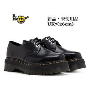 Dr.Martens ドクターマーチン 1461 QUAD SQUARED POLISHED SMOOTH BLACK 31299001 3ホール クワッド スクエア シューズ 厚底 UK7