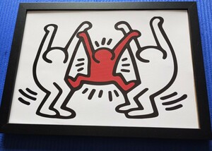 【額付ポスター】アートポスター　 キース・ヘリング　keith haring A4サイズ　キャンバスポスター　21×30cm インテリア雑貨　フレーム付