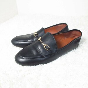 美品 COACH コーチ MAVIS LEATHER LOAFER レザー ホースビット ラウンドトゥ ローファー 革靴 FG3110 7.5C 24.5cm 黒 ブラック 042