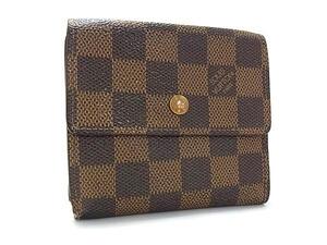 1円 LOUIS VUITTON ルイヴィトン N61652 ダミエ ポルトモネビエ カルトクレディ 三つ折り 財布 ウォレット レディース ブラウン系 FE7349