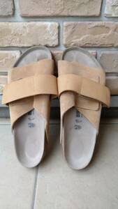 ＜美品＞　ビルケンシュトック BIRKENSTOCK KYOTO キョウト サンダル　サイズ　28cm位 43/280 ベロアレザー フラット ベージュ　SM1メンズ