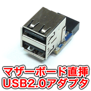 送料無料！【動作確認済】マザーボード直挿しUSB2.0アダプター 2ポート PC内部にUSB機器内蔵 バルク品 追跡可能ネコポス/ゆうパケット発送