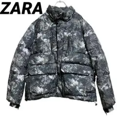 ✨美品✨ZARA ザラ　dnwr ジャケット　総柄　厚手　ＸＬ　ブラック　中綿