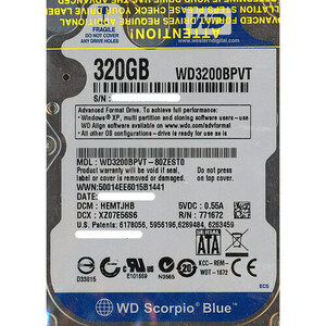 WesternDigital HDD 2.5inch WD3200BPVT 320GB 9.5mm [管理:20345977]