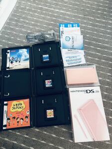 ニンテンドーDS lite コーラルピンク 海外版 北米版 ほぼ 未使用品 ソフト３本付 送料無料