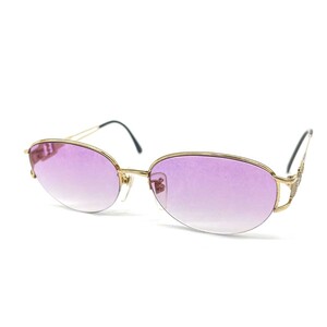 ◆YvesSaintLaurent(YSL) イヴサンローラン サングラス◆31-8614 ゴールドカラー ハーフリム YSLロゴ レディース 日本製 sunglasses