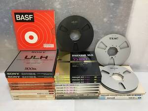 E001 □ オープンリール テープ 10号 27本まとめ 録音済? 空リール アルミ メタルリール BASF/AKAI/SONY/Scotch/maxell/TDK/TEAC DENON