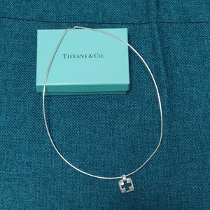 Tiffany & Co.　ティファニー ネックレス　クロス スクエア ペンダント シルバー 925 チョーカー クリーニング済