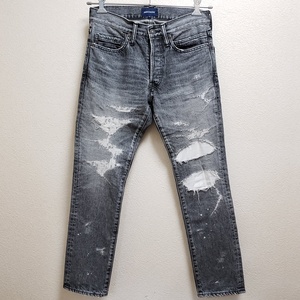 WB084☆美品☆DESCENDANT☆DIN-4 02 TRASH JEANS☆ブラック☆サイズ１☆リペア加工☆ダメージ加工☆ジーンズ☆191WVDS-PTM03●80