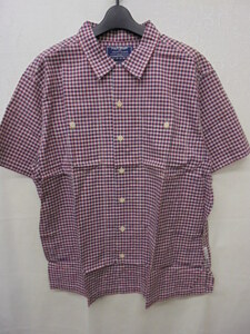 【KCM】ful-108-XL★古着・中古★メンズ　チェック柄 半袖シャツ 『POLO SPORT RALPH LAUREN』　レッド系　サイズ：XL