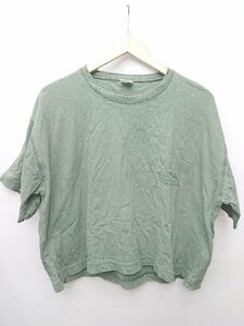 ◇ MOUSSY マウジー ゆったり ショート丈 半袖 Tシャツ カットソー サイズF グリーン系 レディース P