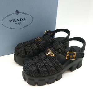 プラダ　モノリス クロシェ ケージサンダル　SIZE 36　ブラック　1X138N　レディース　PRADA　中古◆3118/静岡清水店