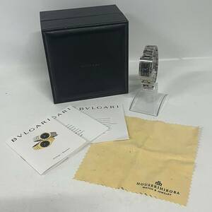 1円~【実動】ブルガリ BVLGARI レッタンゴロ RT39S クォーツ レディース腕時計 ブラック文字盤 スクエア 2針 純正ベルト 箱付き J150377