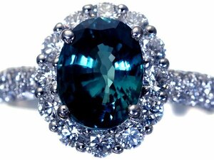 1円～【ジュエリー極】鑑付 極上品 特大極上天然アレキサンドライト1.90ct＆天然ダイヤ0.895ct 超高級Pt950リング h6638vzl【送料無料】