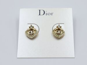 【希少】Christian Dior ピアス ロゴ クリスチャン ディオール ヴィンテージ アクセサリー 王冠 ストーン レディース レア 23 11’13’m