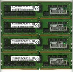 【RDIMM】DDR4-2666、ECC Registered、32GBの4枚セットで128GB、中古　SKhynix HPE reg pc4 サーバー メモリ Z4 G4で動作確認済み 1917