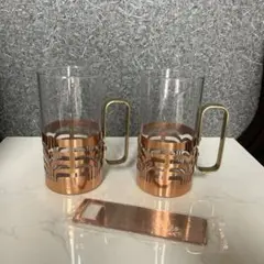 ペアビアジョッキー 純銅製ホルダーセット COPPER 昭和レトロ