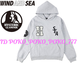 即決 HYSTERIC GLAMOUR ヒステリックグラマー × WIND AND SEA ウィンダンシー スウェット パーカー クリーニング済み R-B40