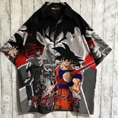 00s ドラゴンボールZ 半袖シャツ XL 総柄 アニメ ポリシャツ 3910