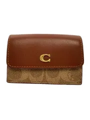 COACH ãƒŸãƒ‹ãƒˆãƒ©ã‚¤ãƒ•ã‚©ãƒ¼ãƒ«ãƒ‰ã‚¦ã‚©ãƒ¬ãƒƒãƒˆ 3ã�¤æŠ˜ã‚Šè²¡å¸ƒ PVC ãƒ–ãƒ©ã‚¦ãƒ³ ç·�æŸ„ ãƒ¬ãƒ‡ã‚£ãƒ¼ã‚¹ CM438