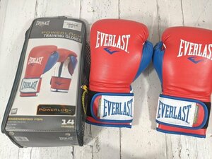 【10yt107】格闘技 ボクシング用品 トレーニンググローブ EVERLAST パワーロック レッド×ホワイト×ブルー サイズ：14oz 未使用◆X95