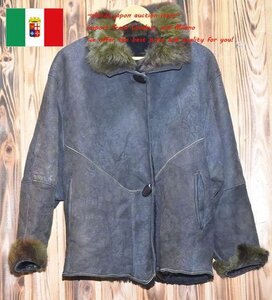 SHEARING★イタリア直輸入★良質　防寒 リアルシープスキン ムートン　ジャケット　コート XXL（M-376)　レディース　美品おすすめ 毛皮