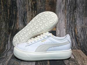 残少 22cm PUMA スウェード マユ レザー ウィメンズ 検 厚底 本革 スニーカー レディース WMNS WNS アイボリー/クリーム/ホワイト/白