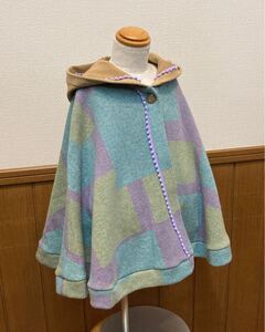 ハンドメイド*冬の子供服　フードポンチョ コート　