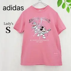 【adidas×Disney】コラボ　Tシャツ　ミッキー　ドナルド　ピンク　S