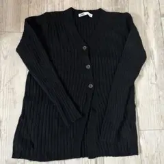 ZARA 黒 リブ編み カーディガン ブラック