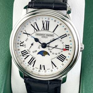 【1円〜】FREDERIQUE CONSTANT フレデリック コンスタント 腕時計 メンズ トリプルカレンダー ホワイト文字盤 ムーンフェイズ 可動品