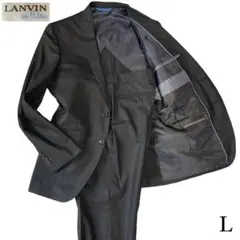 極美品【LANVIN en Blue】スーツセットアップ シャドーチェック 黒L