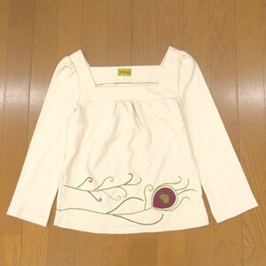 Jocomomola ホコモモラ 刺繍デザイン スクエアネック タック カットソー 40(M) ベージュ ロンT 長袖 レディース 女性用 シビラ