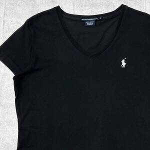 00s RALPH LAUREN SPORT Tシャツ 半袖 ラルフローレン　　00年代 Vネック 刺繍ワンポイント インナーにも スポーツ レディース 柳10137